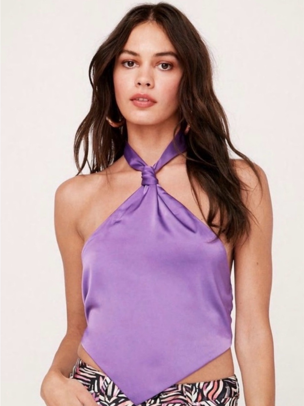 Nasty Gal Vibrant Purple Satin Halter Top Size 4